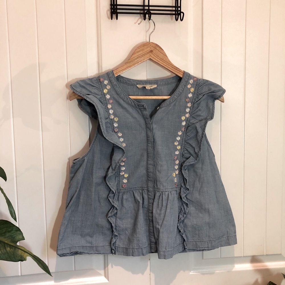 MADEWELL chambray babydoll blouse L